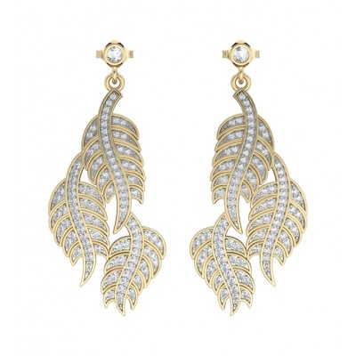 Leaf Earring with Diamonds
